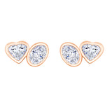 Heart & Oval Cut Bezel-Set Duo Stud Earrings