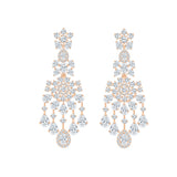 Pear & Brilliant Cut Floral Cascade Drop Earrings