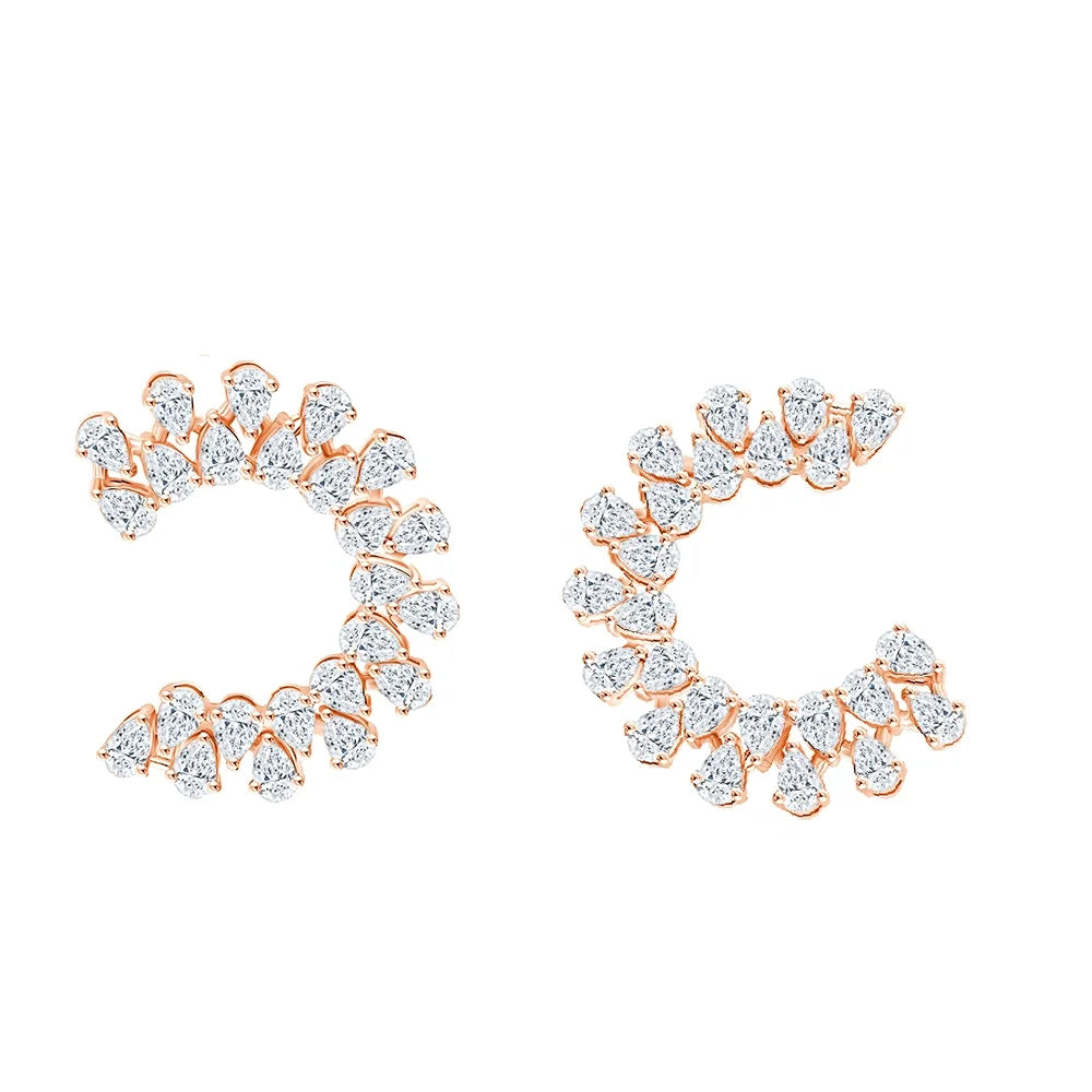 Pear Cut Flame Open Hoop Earrings