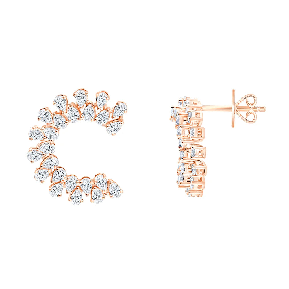 Pear Cut Flame Open Hoop Earrings