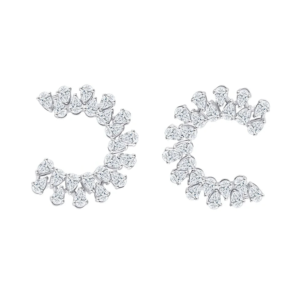 Pear Cut Flame Open Hoop Earrings