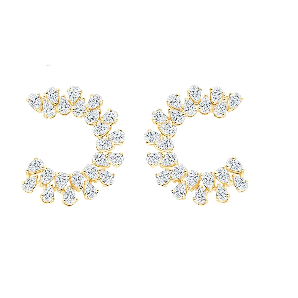 Pear Cut Flame Open Hoop Earrings