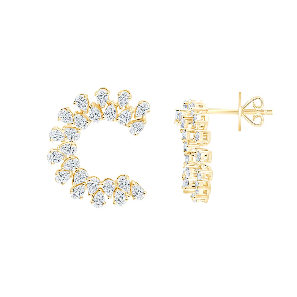 Pear Cut Flame Open Hoop Earrings