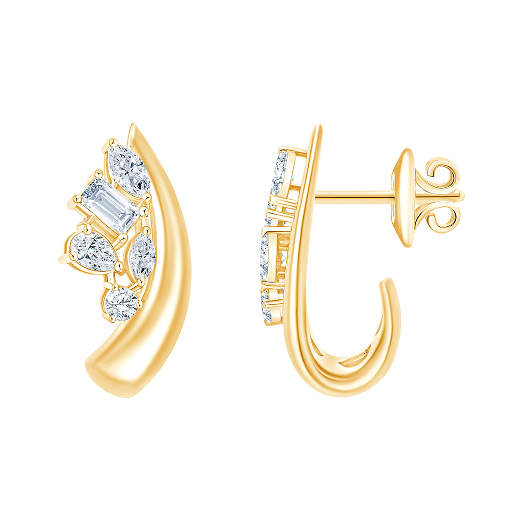 Mixed Cut Scattered Hoop Earrings