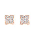 Brilliant Cut Floral Square Stud Earrings