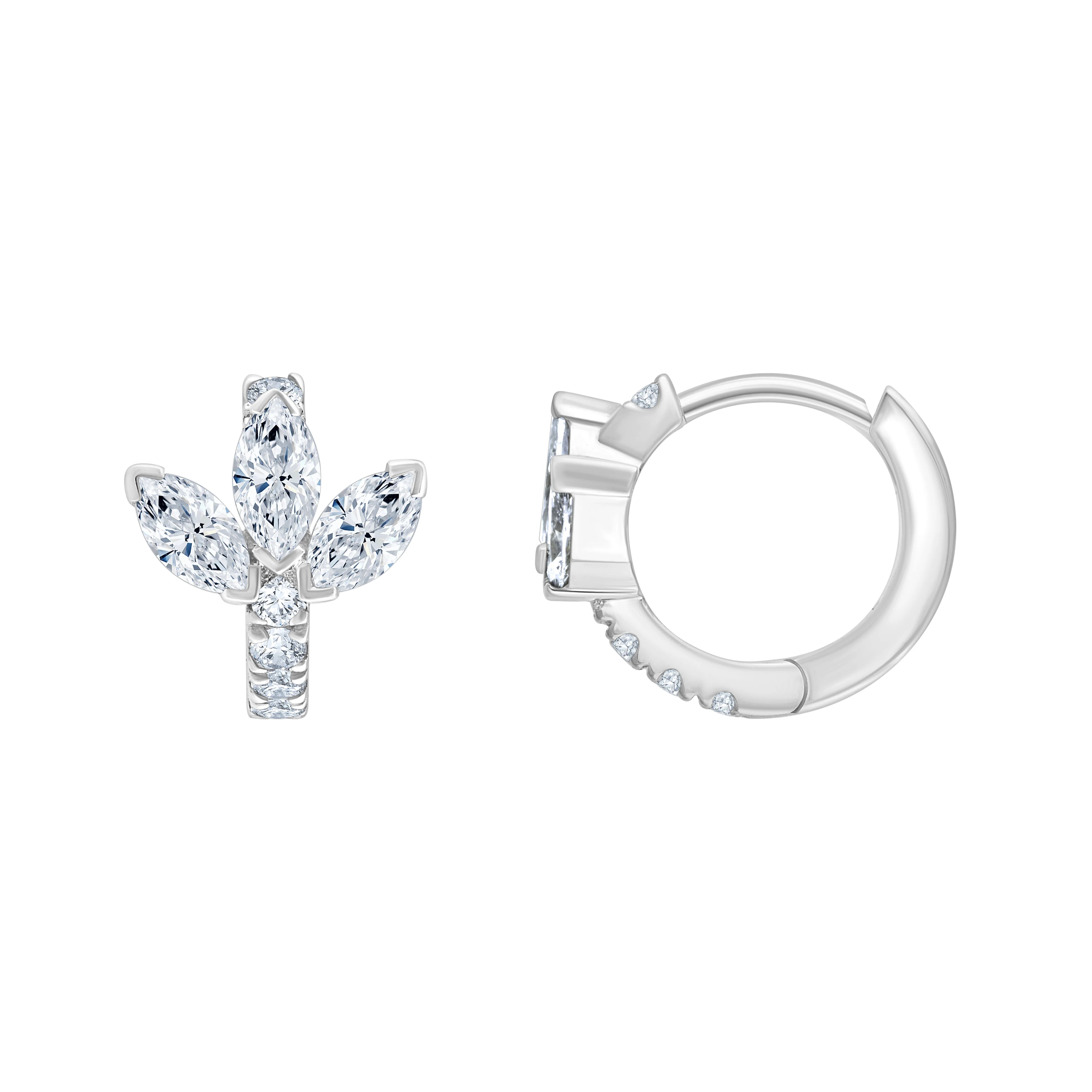Marquise Cut Leaf Hoop Earrings