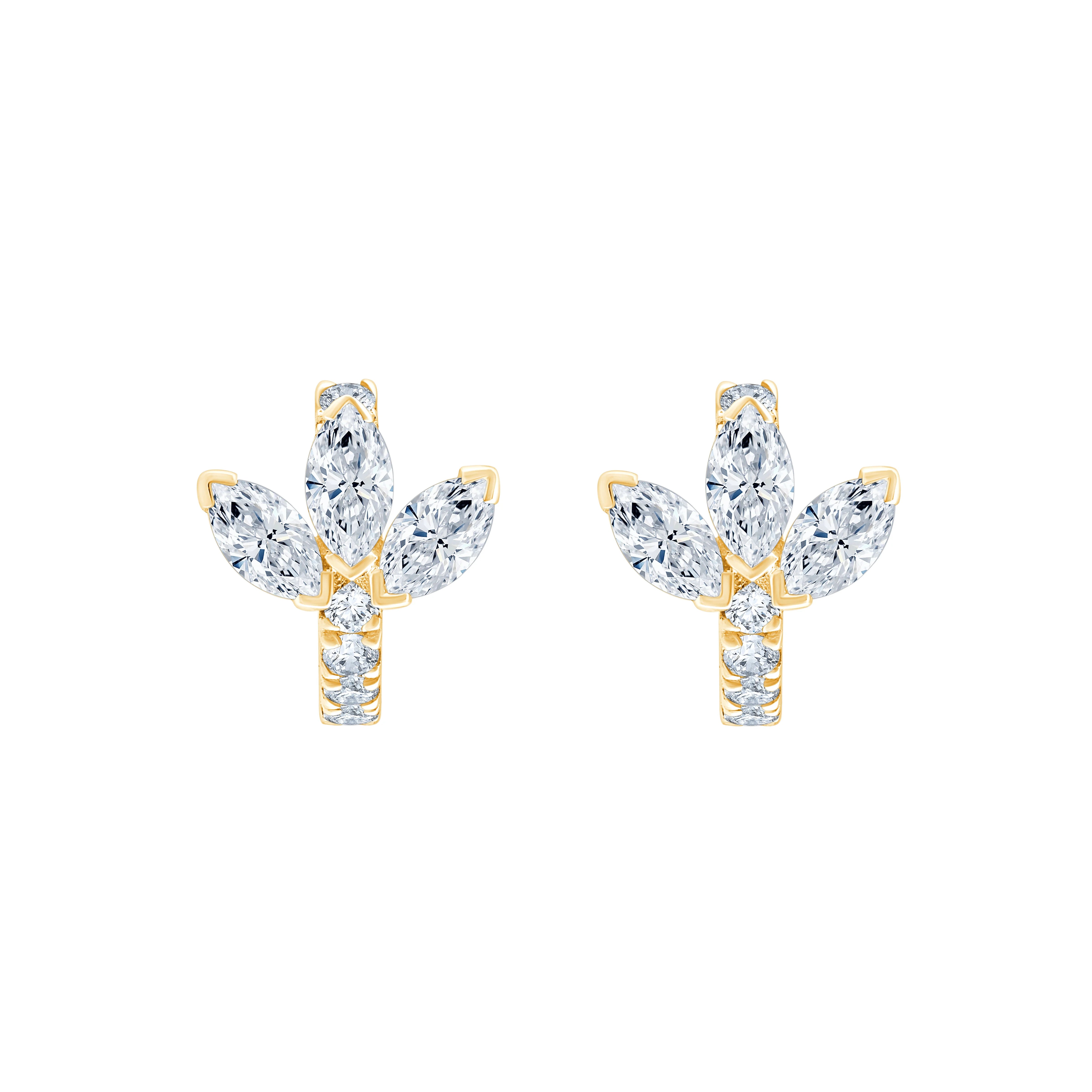 Marquise Cut Leaf Hoop Earrings