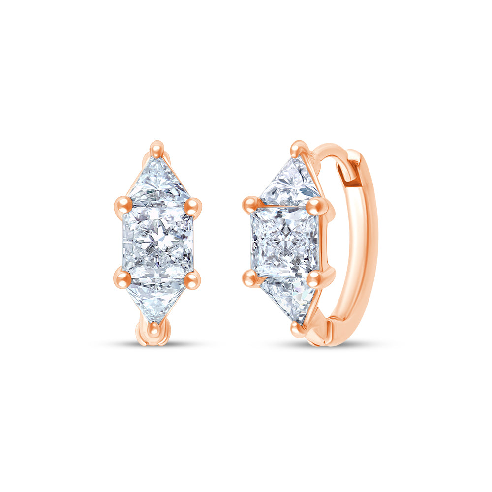 Trillion  Princess Cut Huggie Hoop Earrings