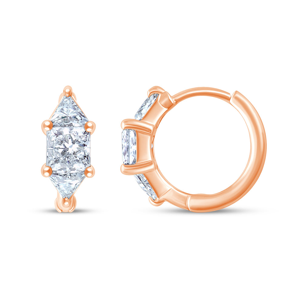 Trillion  Princess Cut Huggie Hoop Earrings