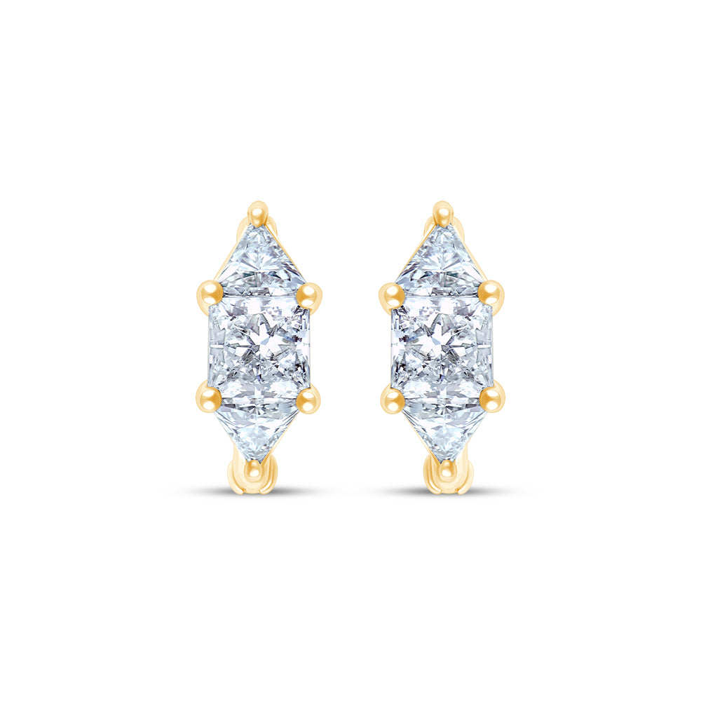 Trillion  Princess Cut Huggie Hoop Earrings