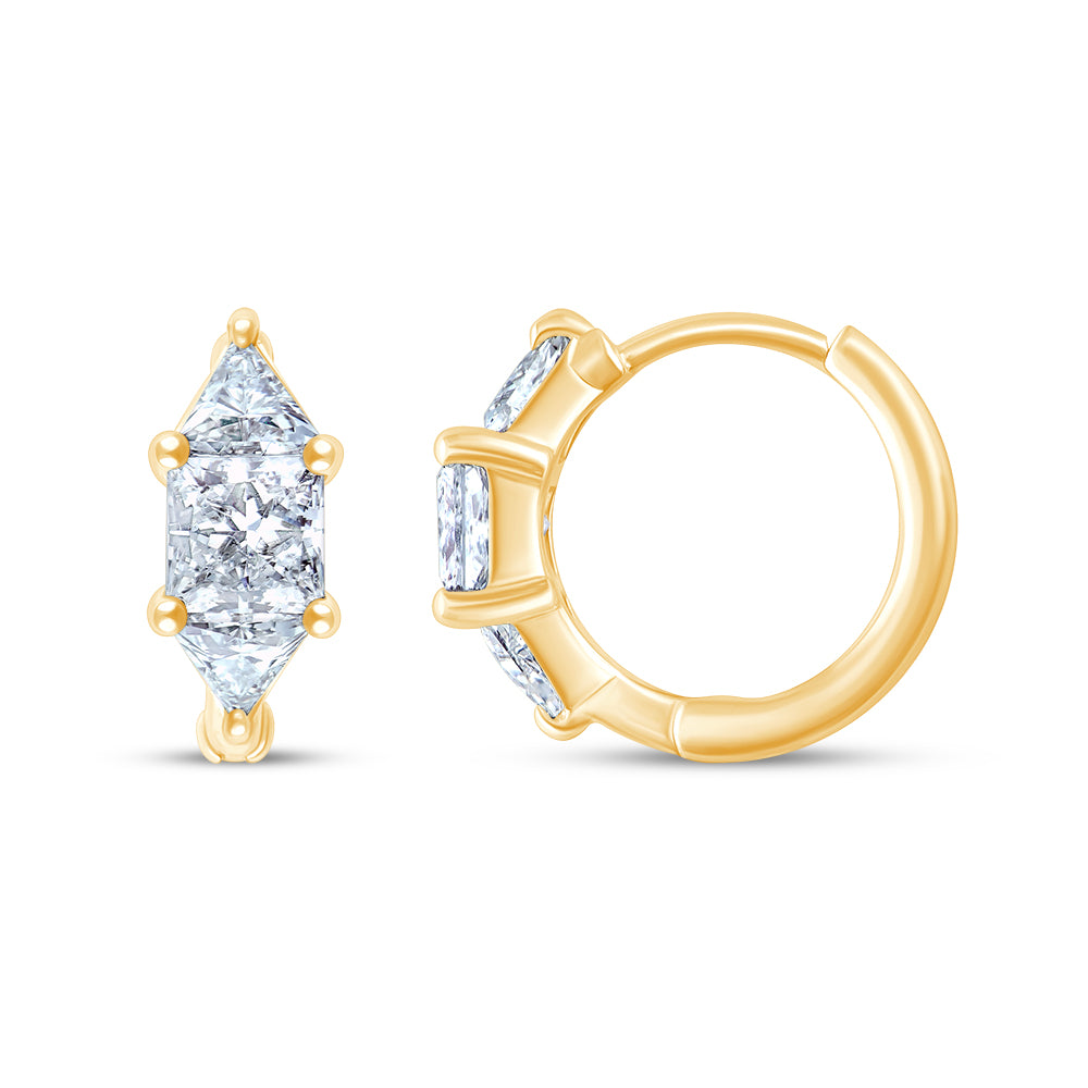 Trillion  Princess Cut Huggie Hoop Earrings