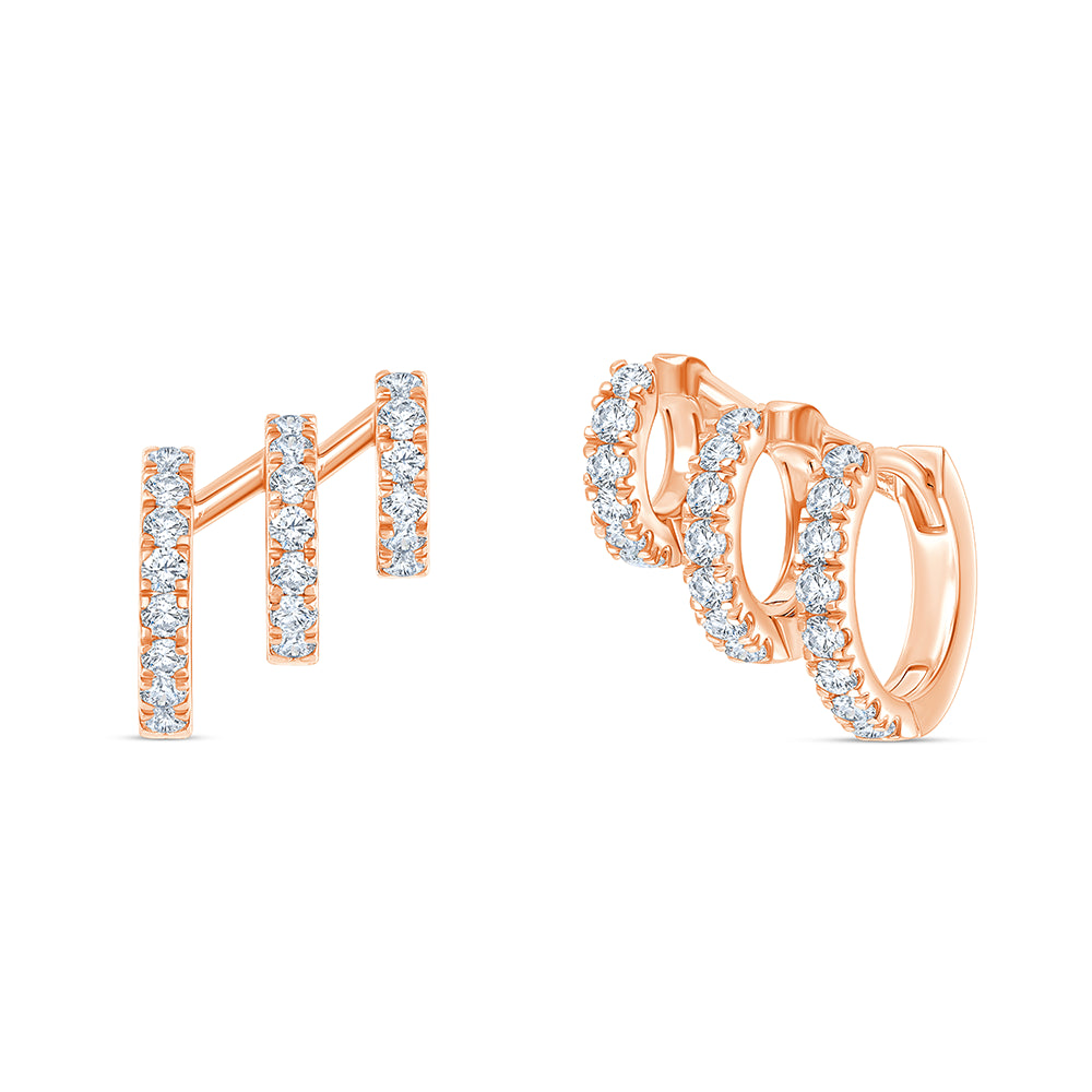 Brilliant Cut Layered Huggie Hoop Earrings