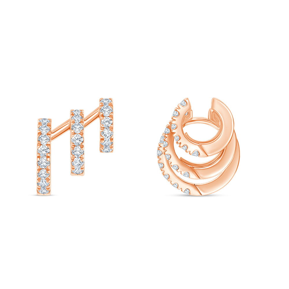 Brilliant Cut Layered Huggie Hoop Earrings