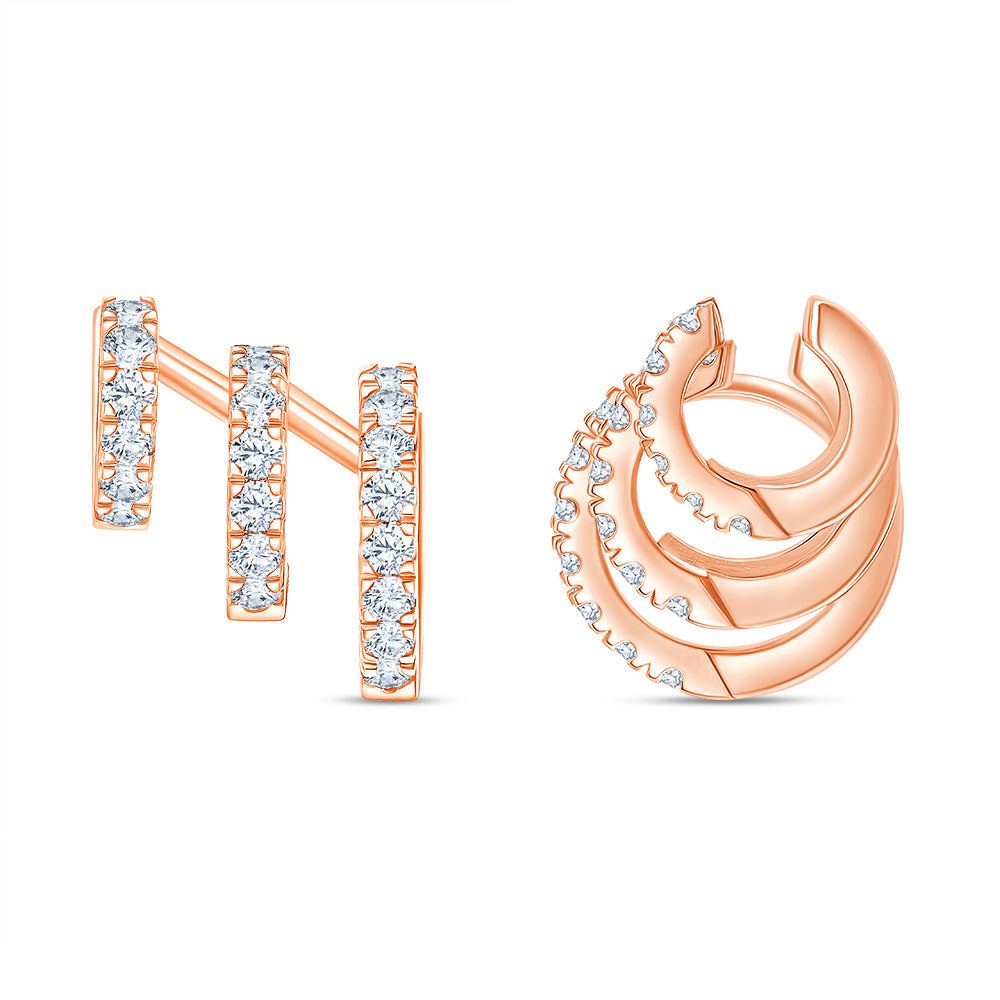 Brilliant Cut Layered Huggie Hoop Earrings