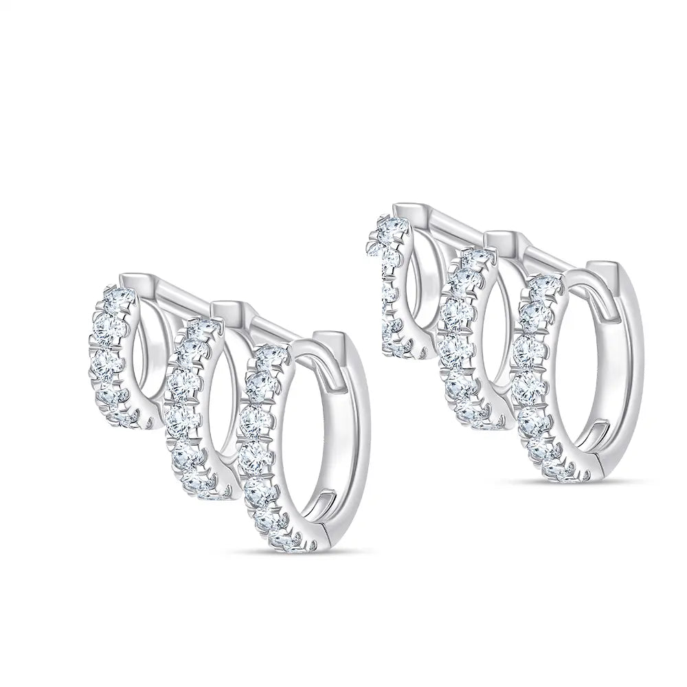 Brilliant Cut Layered Huggie Hoop Earrings
