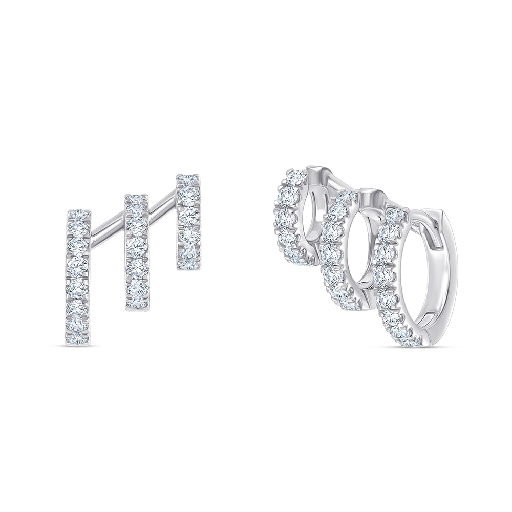 Brilliant Cut Layered Huggie Hoop Earrings