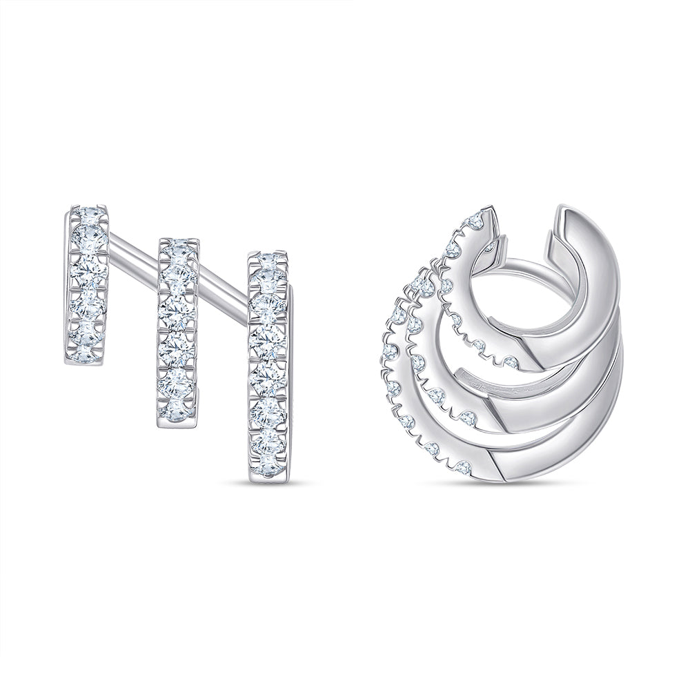 Brilliant Cut Layered Huggie Hoop Earrings
