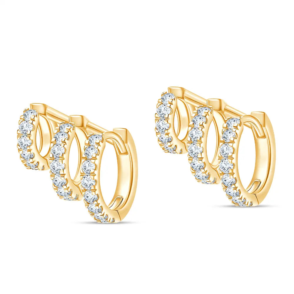 Brilliant Cut Layered Huggie Hoop Earrings