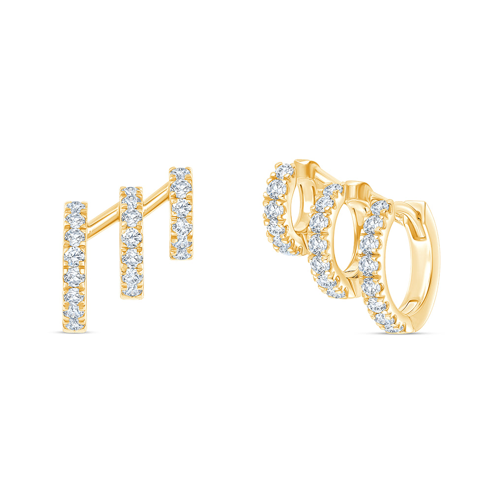 Brilliant Cut Layered Huggie Hoop Earrings