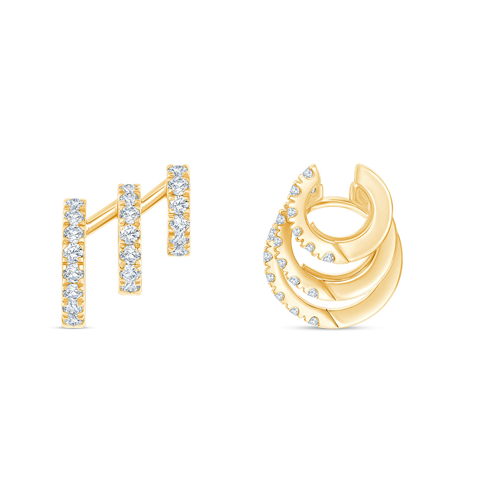 Brilliant Cut Layered Huggie Hoop Earrings