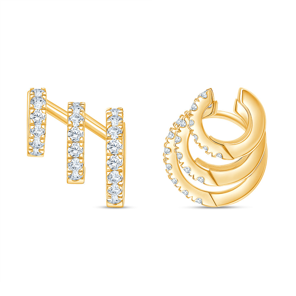 Brilliant Cut Layered Huggie Hoop Earrings