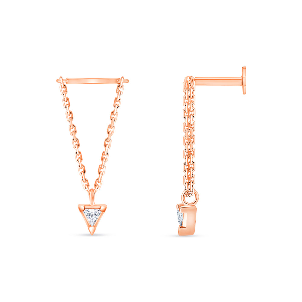 Trillion Cut Chain Drop Stud Piercing