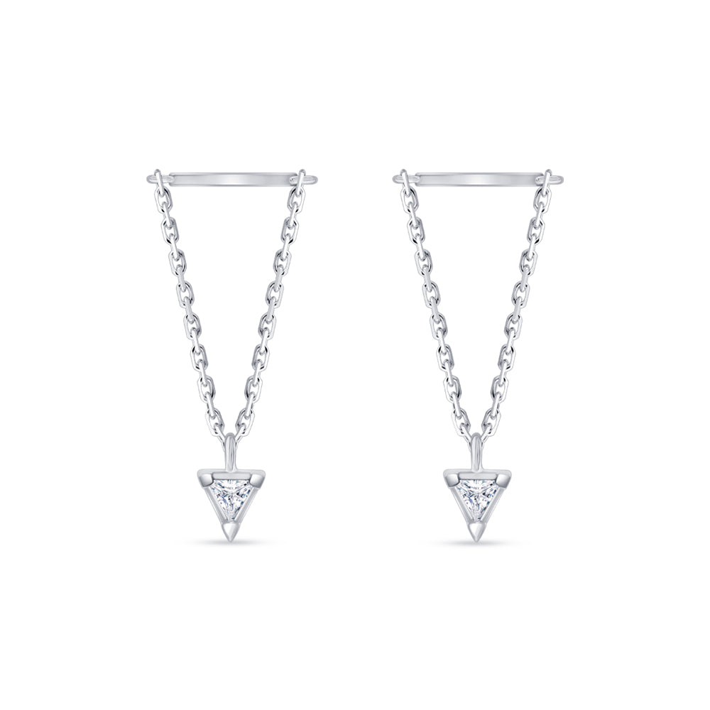 Trillion Cut Chain Drop Stud Piercing