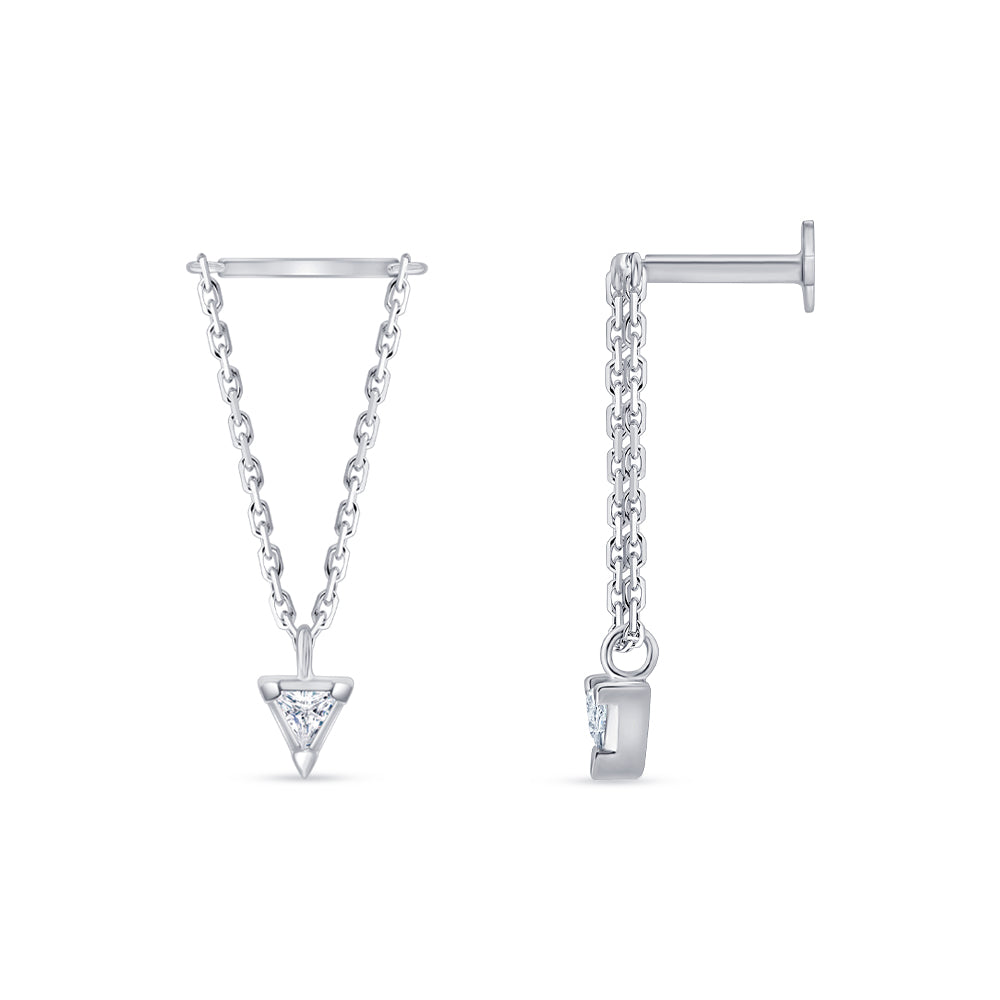 Trillion Cut Chain Drop Stud Piercing