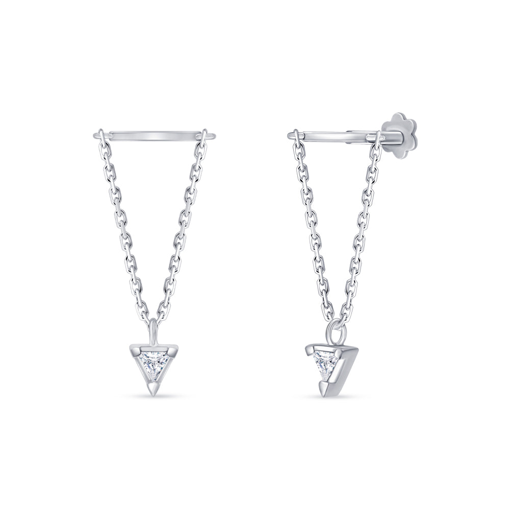Trillion Cut Chain Drop Stud Piercing