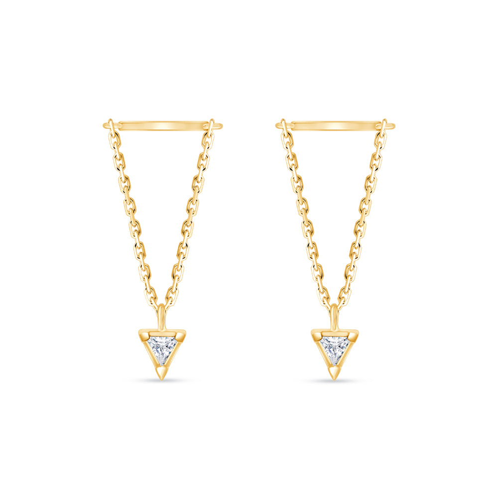 Trillion Cut Chain Drop Stud Piercing