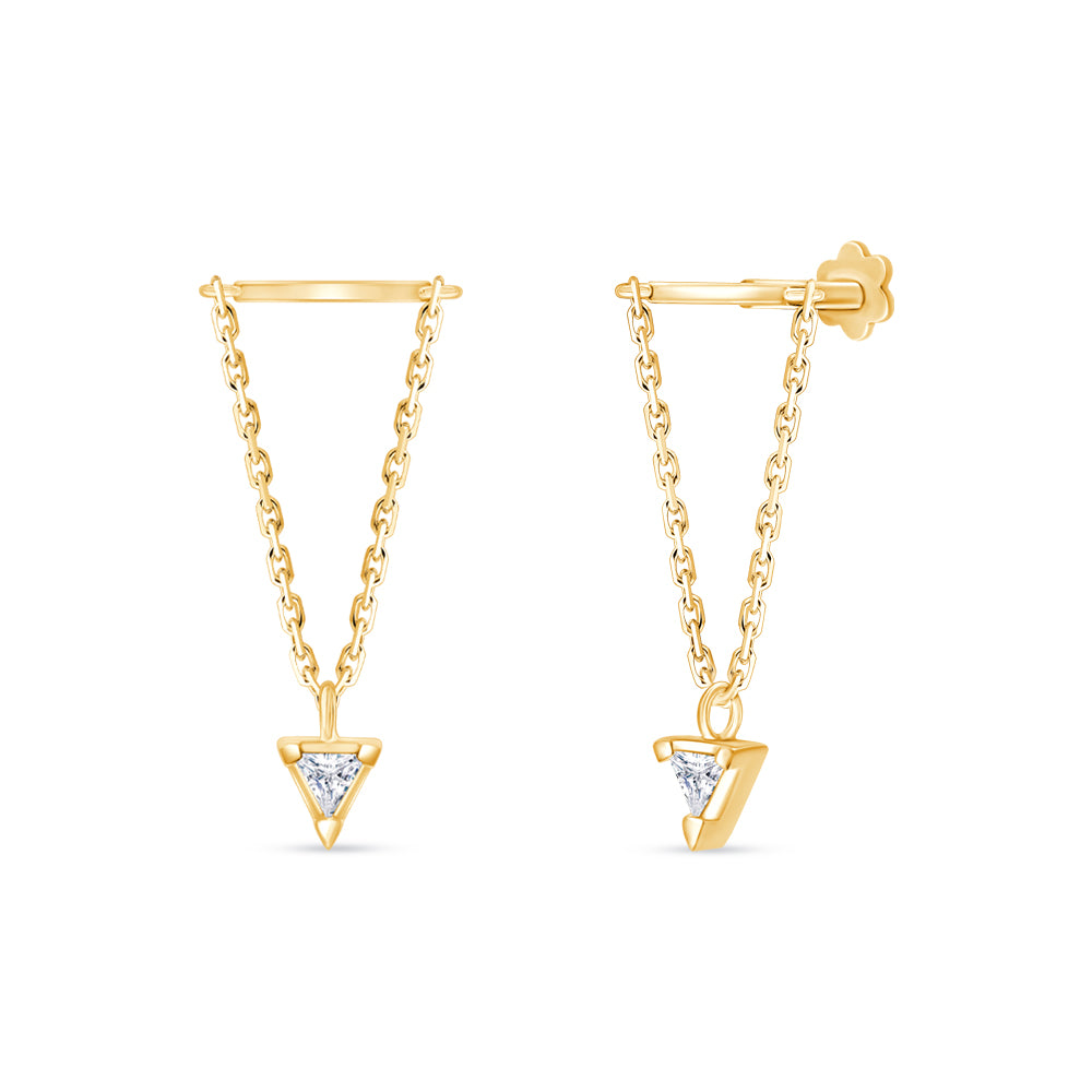 Trillion Cut Chain Drop Stud Piercing