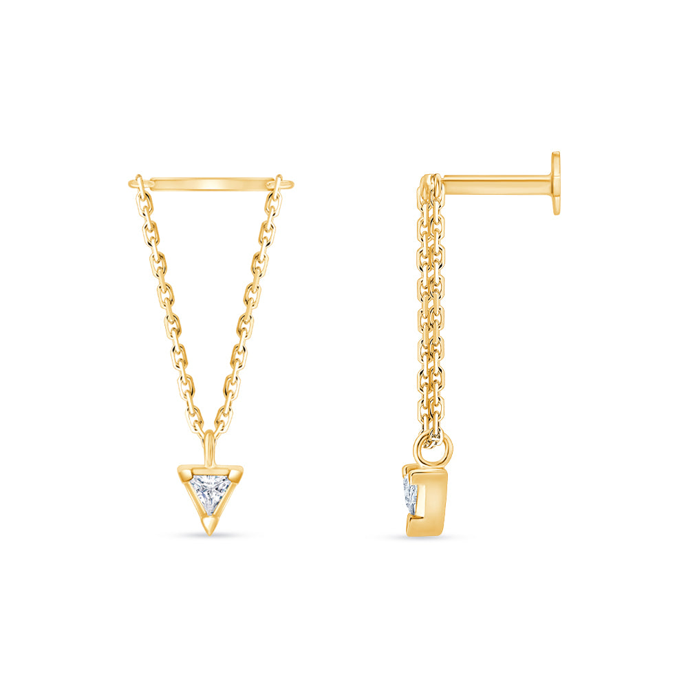 Trillion Cut Chain Drop Stud Piercing