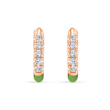 Green Enamel Brilliant Cut Hoop Earrings