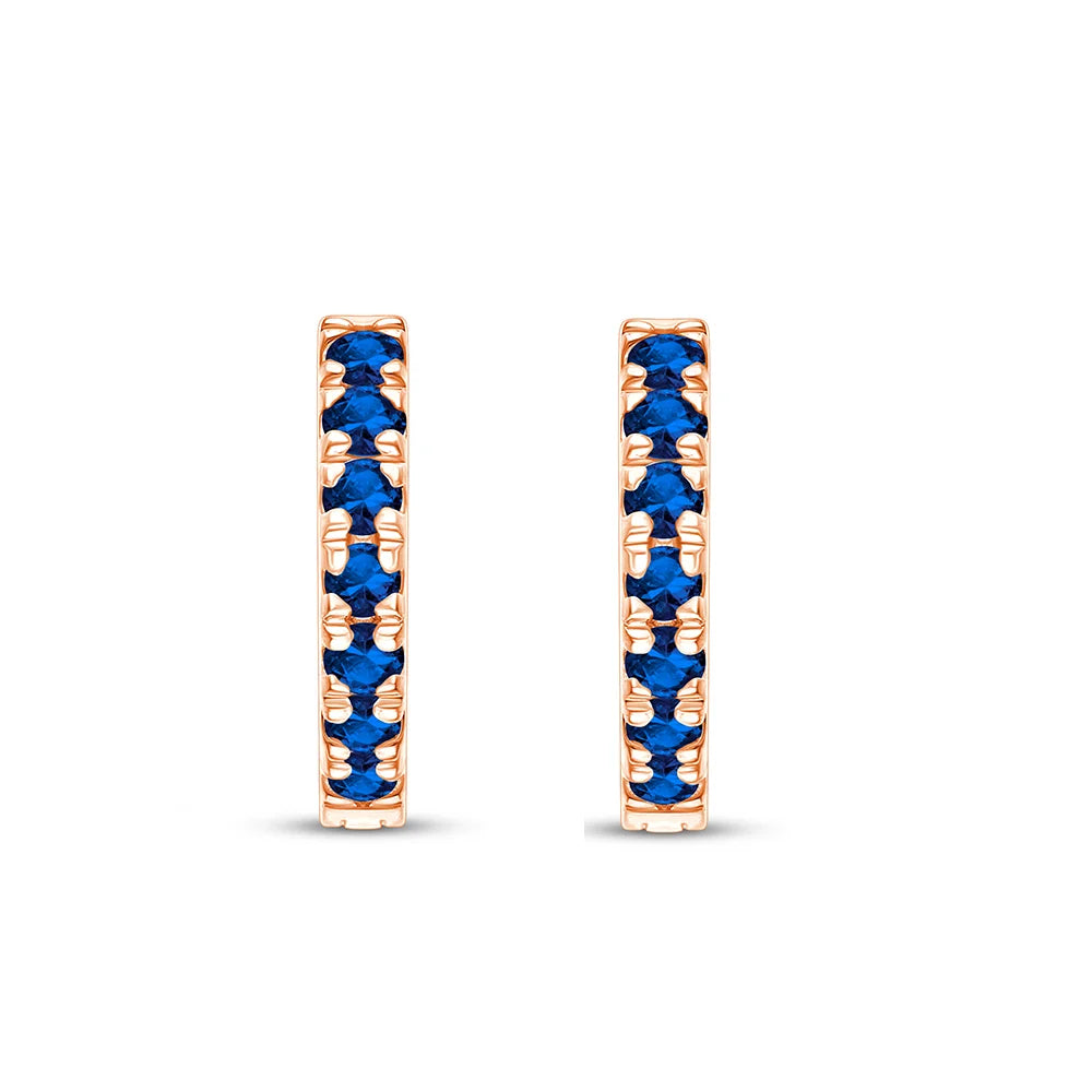 Brilliant Cut  Blue Semi Precious Stones Hoop Earrings