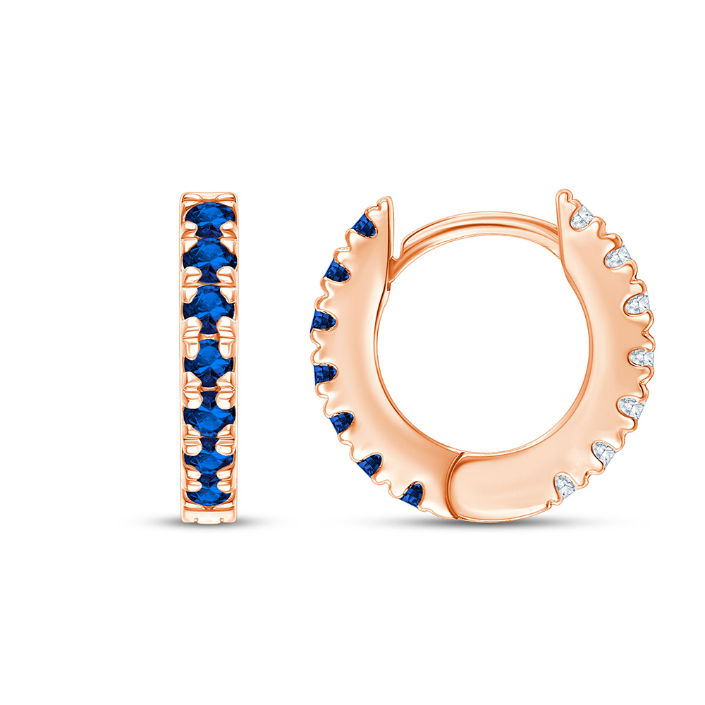 Brilliant Cut  Blue Semi Precious Stones Hoop Earrings