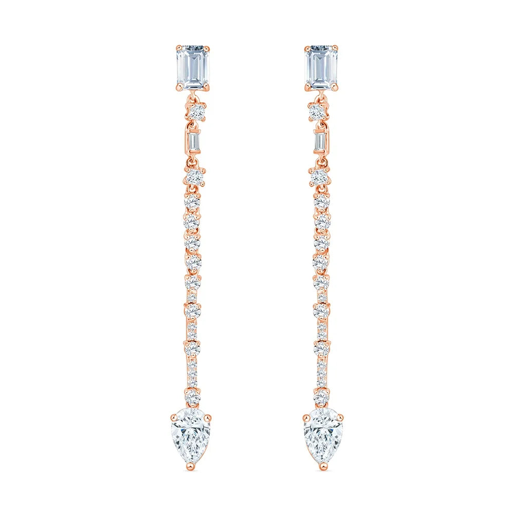 Mixed Cut Line Drop Earrings
