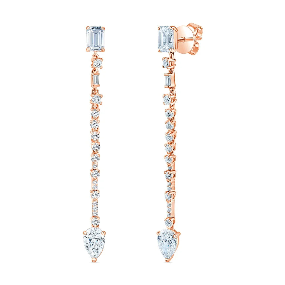 Mixed Cut Line Drop Earrings