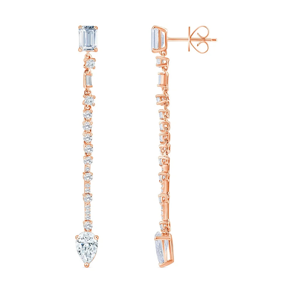 Mixed Cut Line Drop Earrings