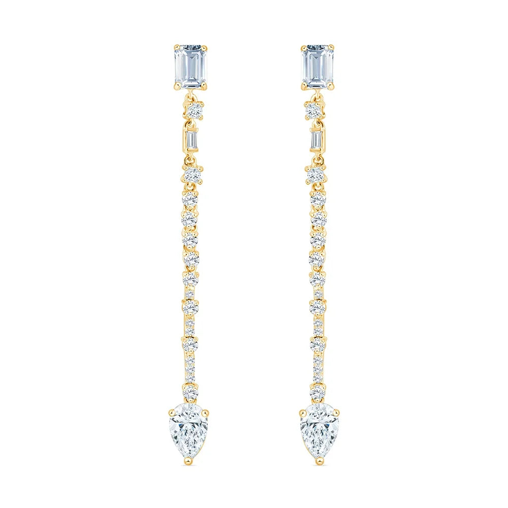 Mixed Cut Line Drop Earrings