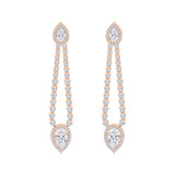 Pear Cut Halo Line Drop Earrings