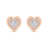 Heart Cut Gold Frame Halo Stud Earrings