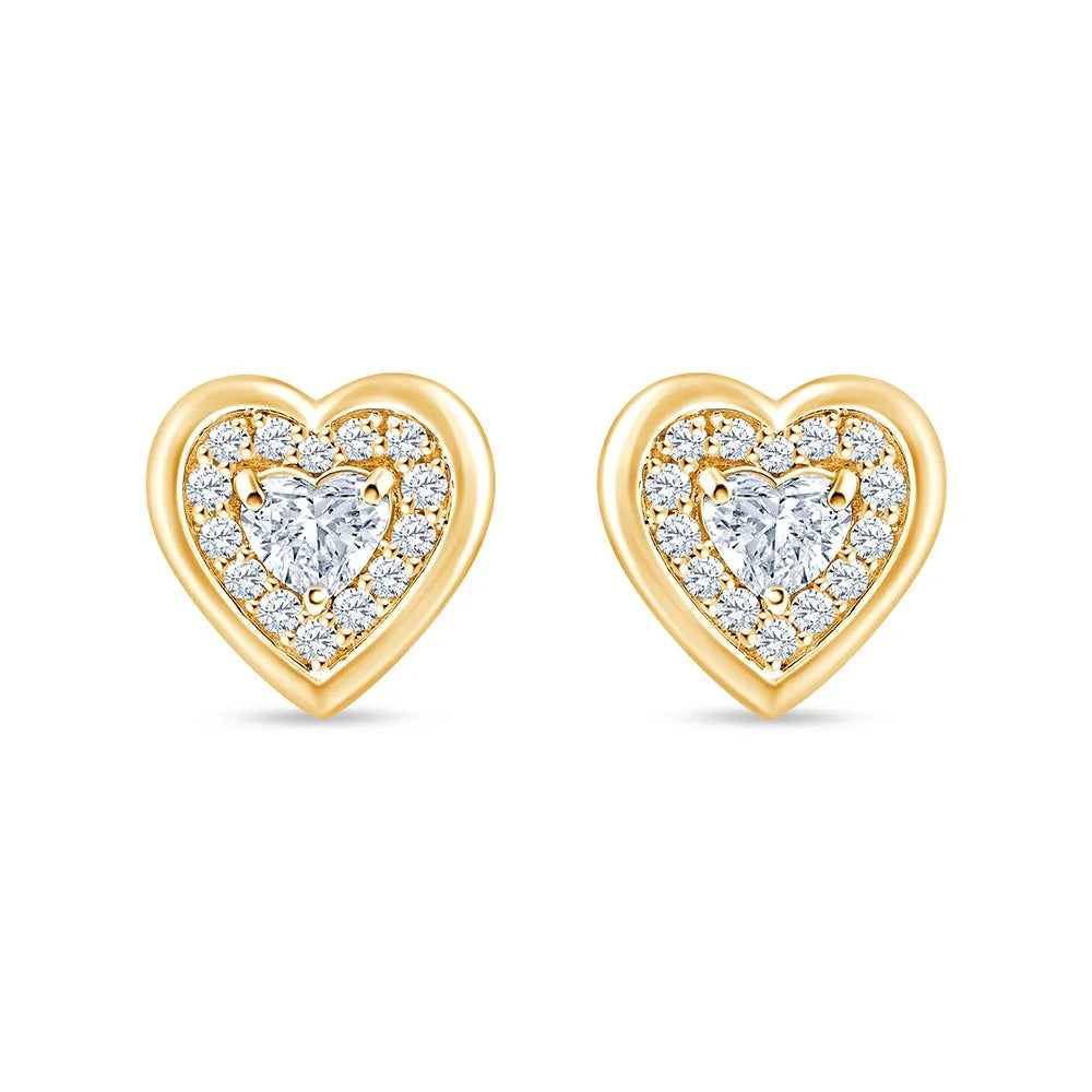 Heart Cut Halo Stud Earrings