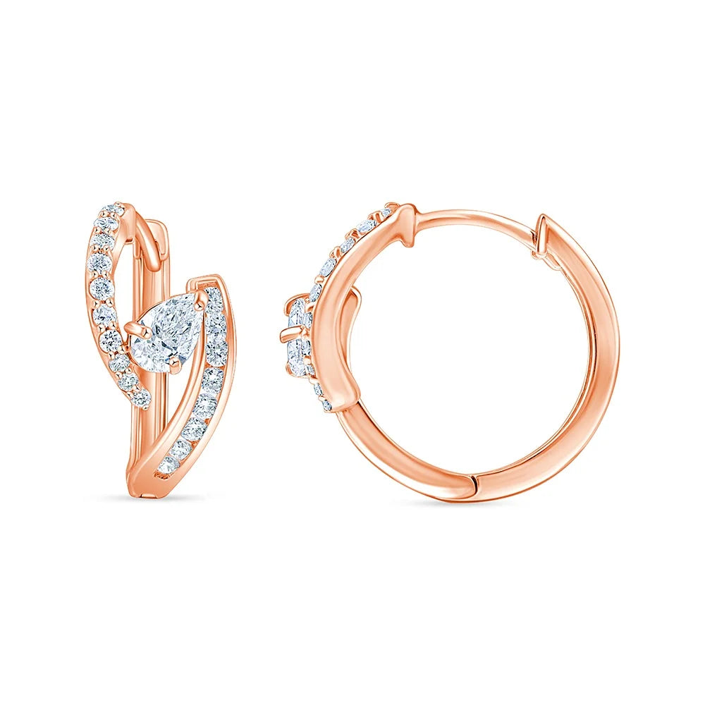 Pear  Brilliant Cut Split Hoop Earrings