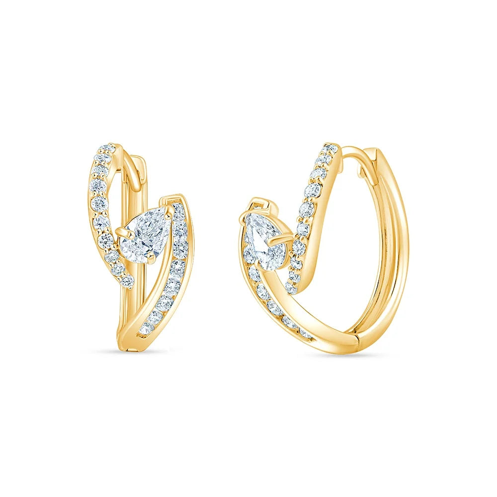 Pear  Brilliant Cut Split Hoop Earrings