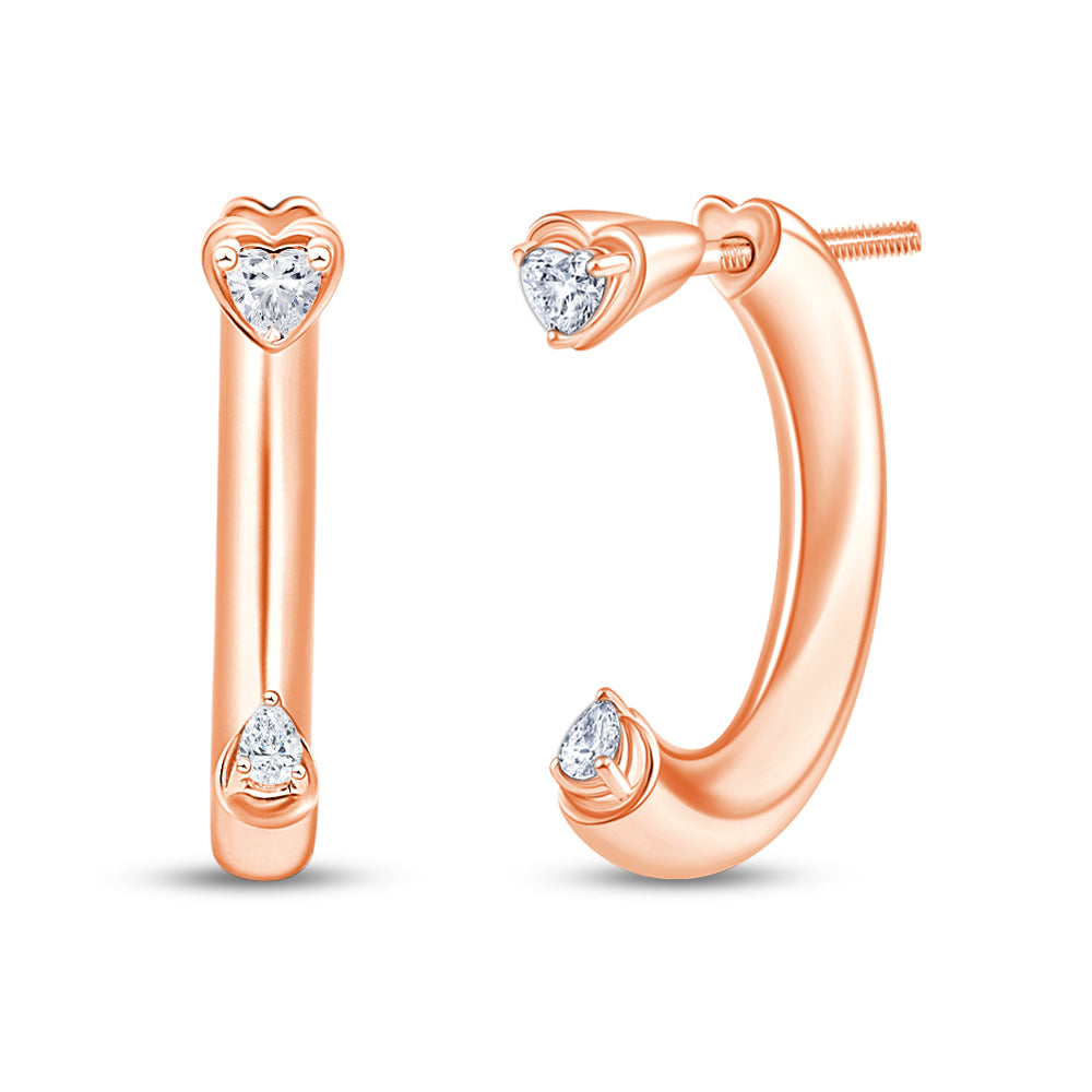 Heart Cut Tube Hoop Earrings