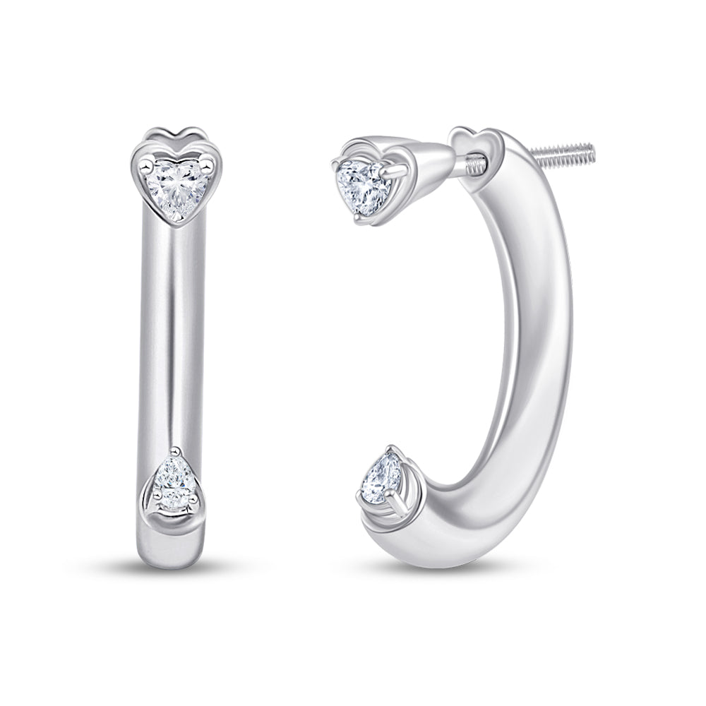 Heart Cut Tube Hoop Earrings