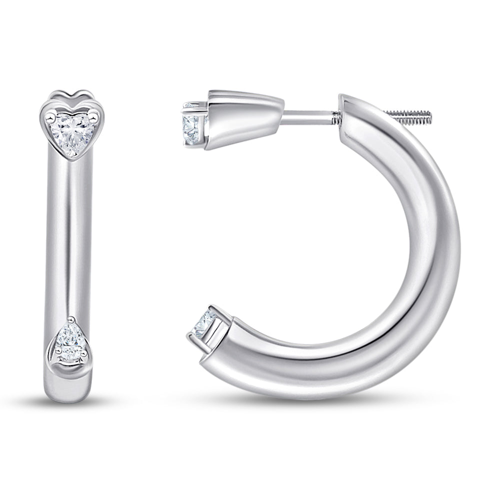Heart Cut Tube Hoop Earrings
