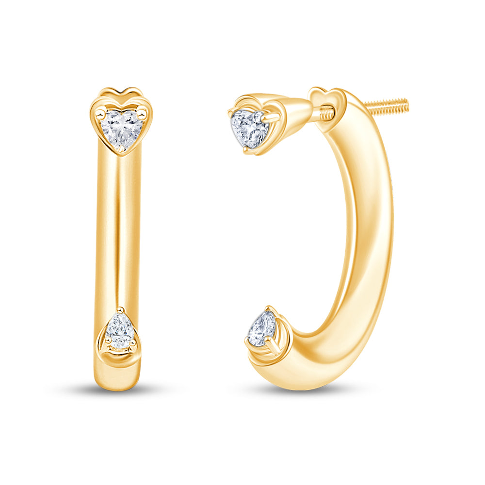Heart Cut Tube Hoop Earrings
