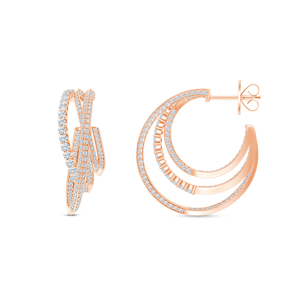 Brilliant Cut Triple Row Hoop Earrings