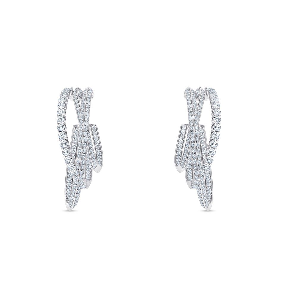 Brilliant Cut Triple Row Hoop Earrings